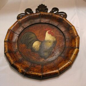Vintage Rooster Wall Decor Farmhouse Kitchen Accent Plate Folk Art‎ Country